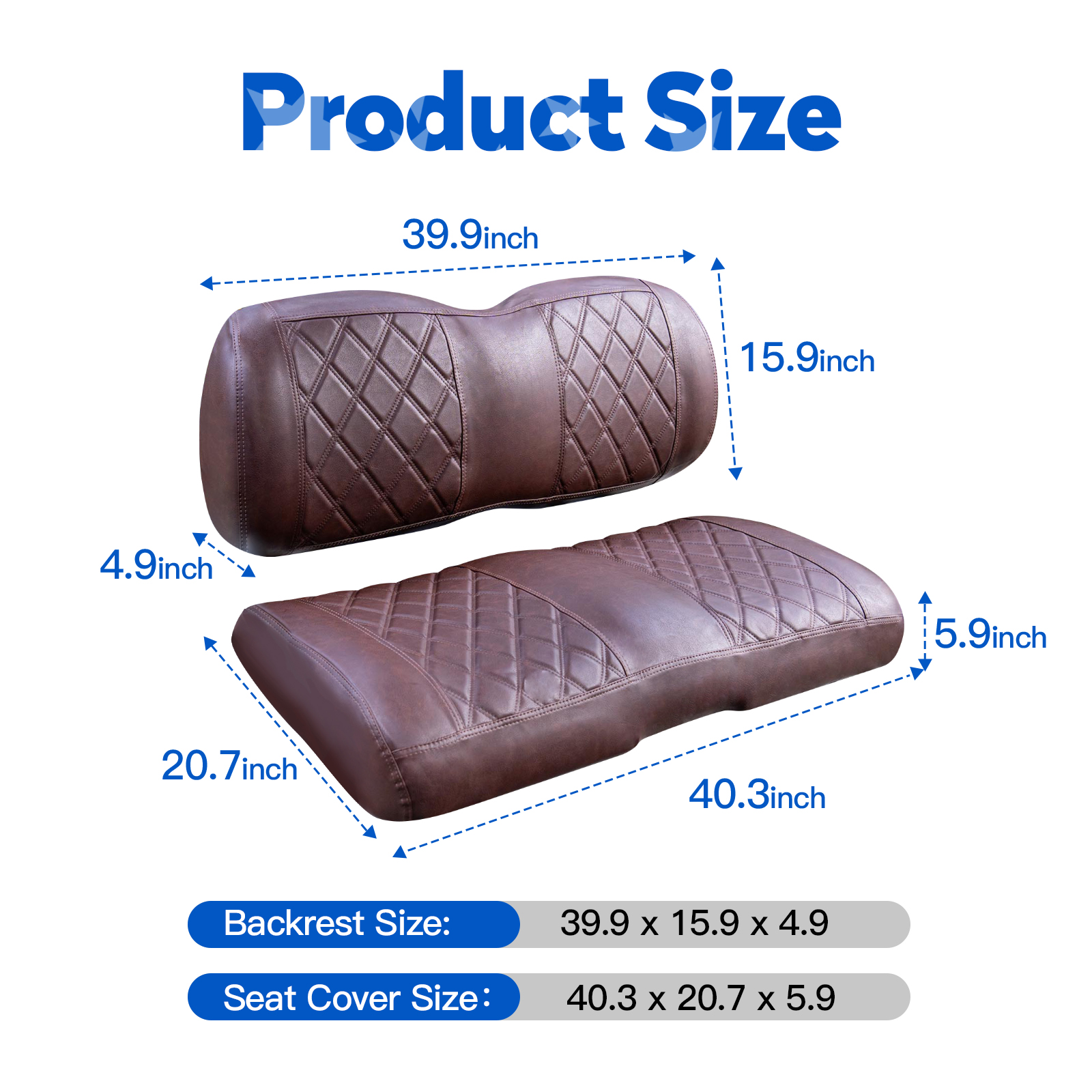 NOKINS Golf Cart ET ER Deluxe Diamond Seat Cover Dark brown EZGO TXT RXV with premium front seats4