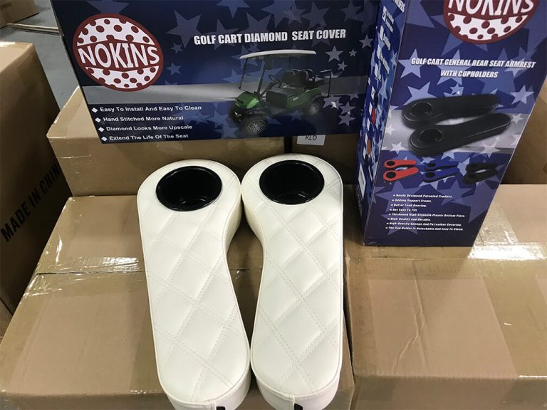 NOKINS Golf Cart Diamond Flip Armrest with Cup Holder, No Drilling