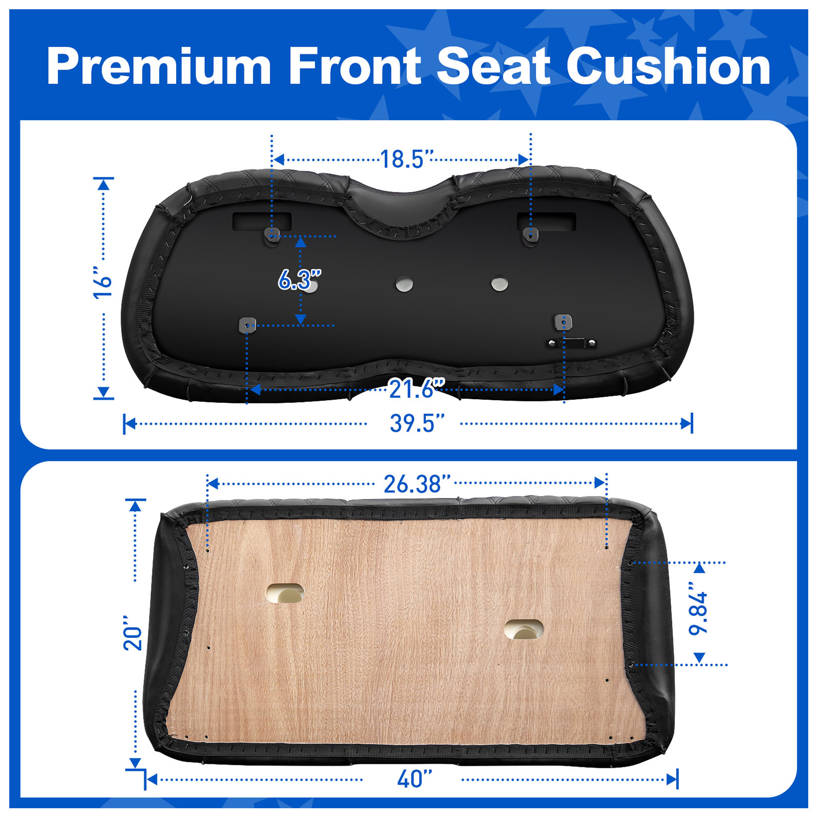 Premium Front Seat Cushion Kit Fit Club Car Precedent 2012+_Tempo_Onward Golf Cart (Black)3