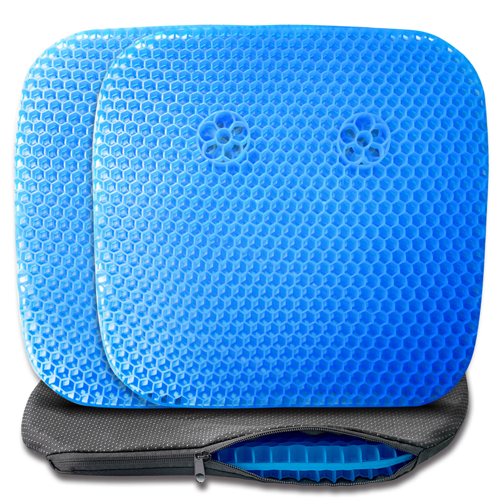 Soft Gel Seat Cushion for Club Car/EZGO/Yamaha ,  NOKINS Thick Big Gel Golf Cart Seat Cushion Breathable Honeycomb Design with Non-Slip Cover and Storage Bag  (Blue)