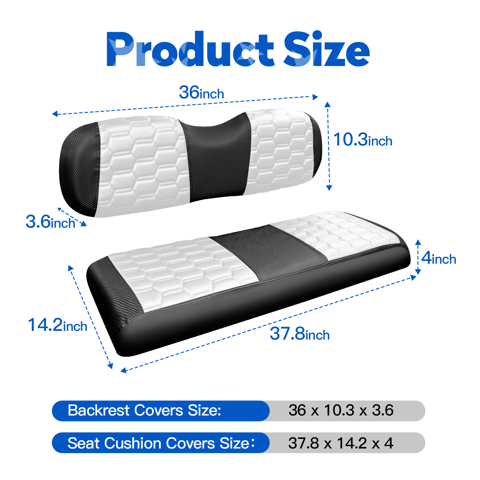 NOKINS Golf Cart RS Diamond Seat Cover Carbon Fiber White and Black Club Car Precedent Tempo EZGO TXT RXV Yamaha Drive Drive2 Aftermarket Rear Seat Shape B Backrest3