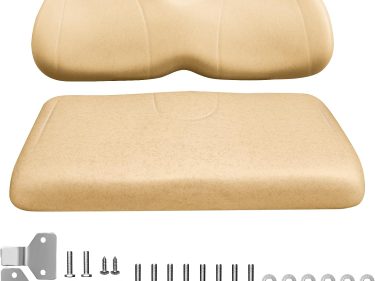 Standard Front Seat Cushion Kit for Club Car Precedent 2012+/Tempo 2018+/Onward, Including NOKINS Replacement Bottom Cushion and Backrest Cushion (Buff)