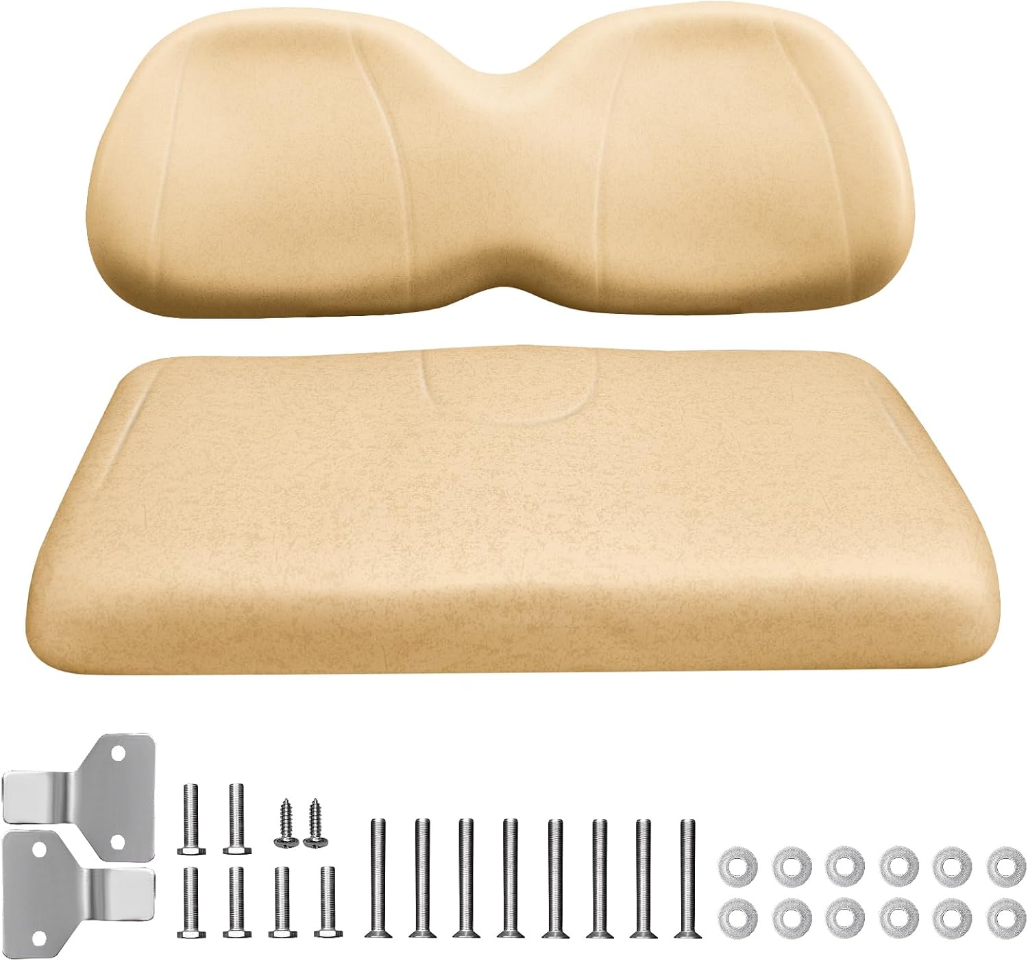 Standard Front Seat Cushion Kit for Club Car Precedent 2012+/Tempo 2018+/Onward, Including NOKINS Replacement Bottom Cushion and Backrest Cushion (Buff)