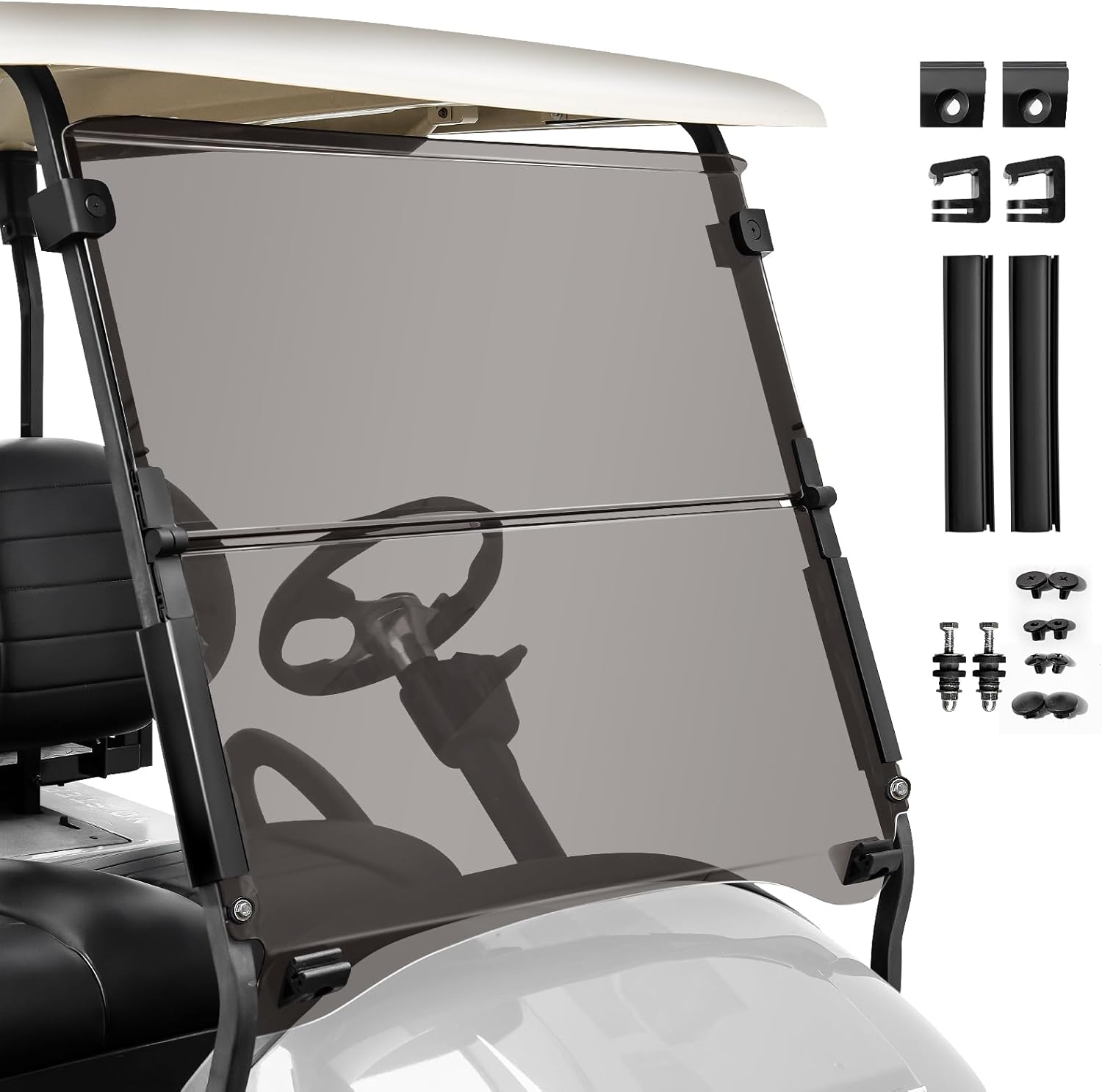 NOKINS Foldable Windshield For Club Car/Ezgo TXT Golf Cart Fold Down Design (options of colors and brands together in this link), Acrylic Material, Free Shipping (1)