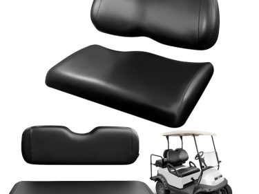Front and Rear 4pcs Seat Cover for Club Car Precedent/EZGO/YAMAHA Standard Cushion,Smooth and Simple Style, Waterproof Replacement Seat Cover(Black) (1)