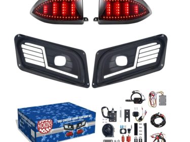 NOKINS Deluxe Plus LED Light Kit for Club Car Tempo Golf Cart,Mechanical Brake Switch,20A DC Converter Regulator,Time-delay Relay,USB Charger,Snail Horn,Low/High Beam,DRL,Scanning Turn Taillights with Sequential Turn Signal Operation, High Beam More Friendly to Eyes,Easier Installation, New Style