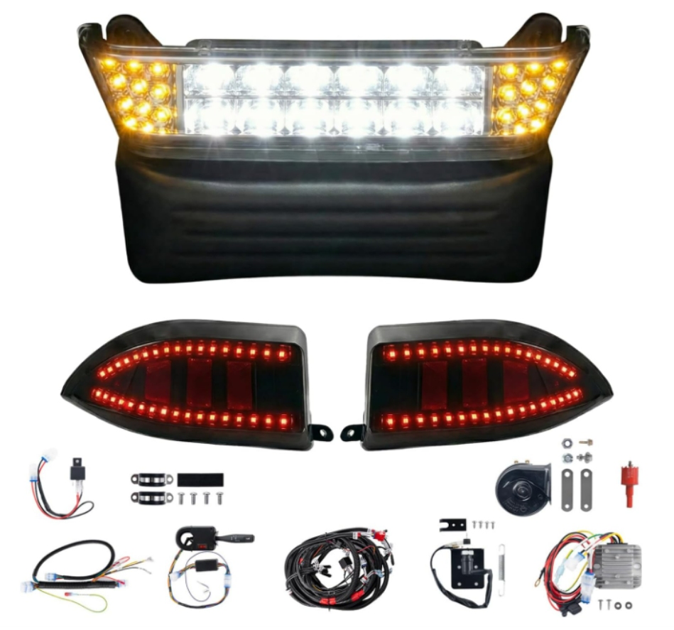 NOKINS OEM Deluxe Light Kit for Club Car Precedent 2004-UP Electric Gas Golf Cart – 12V LED Headlight & Turn Signal Light (Fit #102524800/1025248-01)