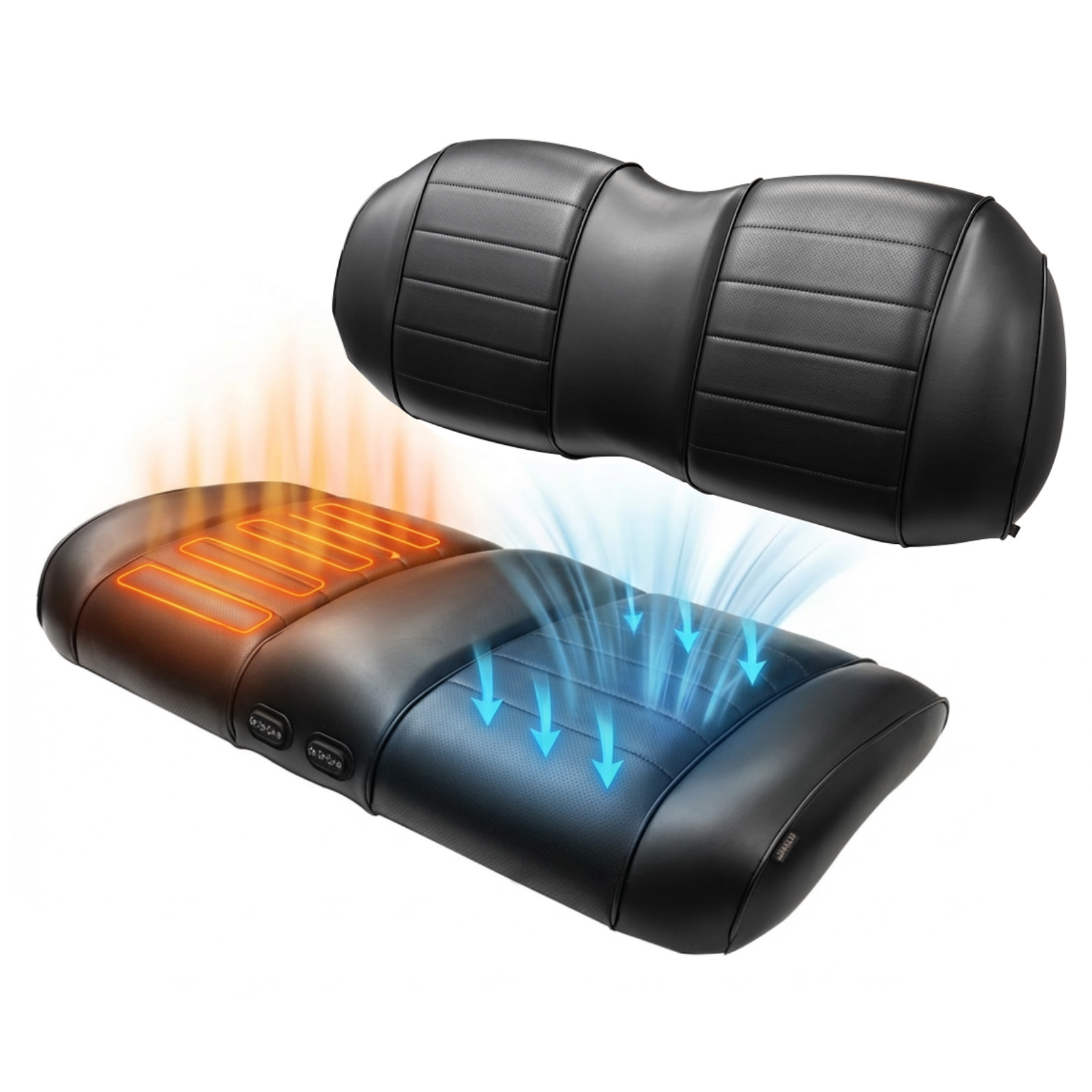 Ventilated and Heated and Vibrating Premium Front Seat Cushion Kit for Club Car Precedent 2012+/Tempo/Onward Golf Cart, Including NOKINS Replacement Backrest Cushion and Bottom Cushion Assembly Kit