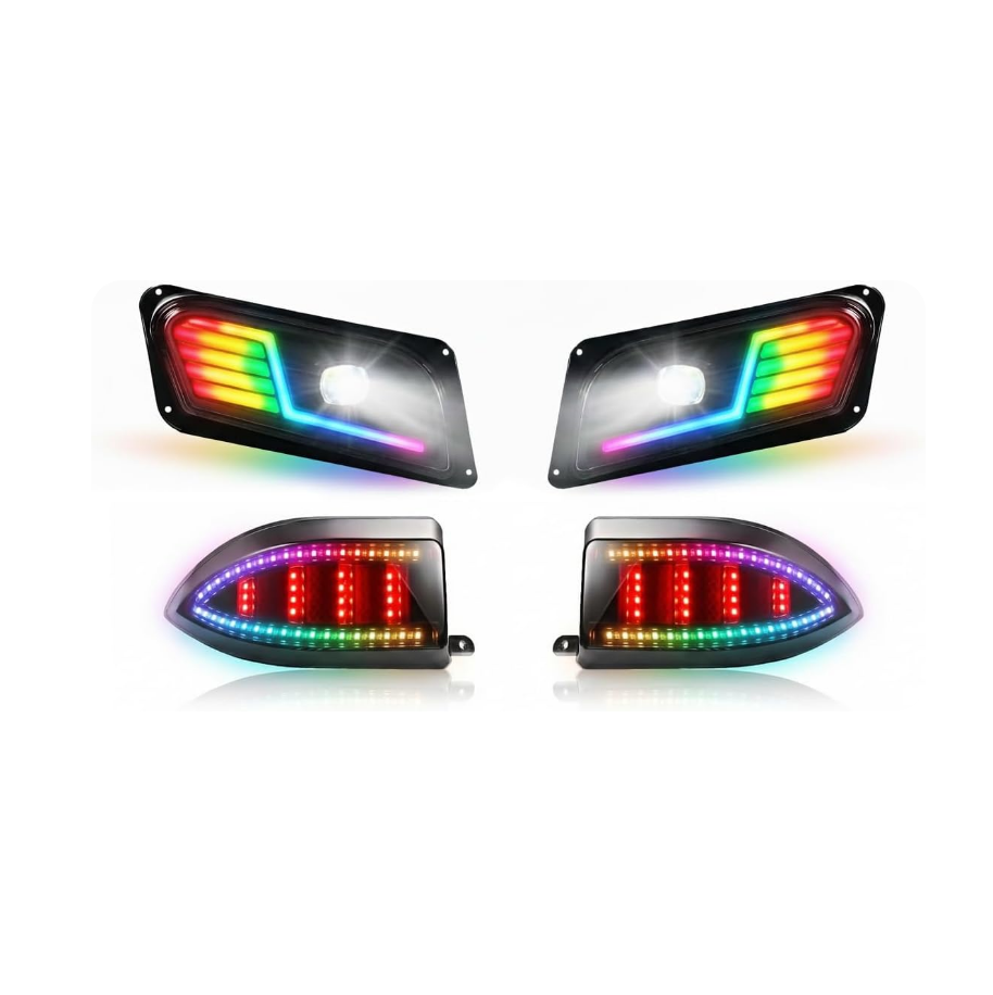 NOKINS RGB Light Kit for Club Car Tempo 2018+ Gas & Electric, APP Control, RGB Deluxe LED Lights Multi-Color Change, Mechanical Brake Switch,Low/High Beam,DRL,Scanning Turn Taillights with Sequential Turn Signal Operation, Reversing Light